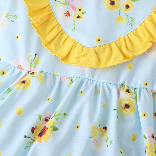 Vestido Largo Princesa Niña con Estampado de Girasoles y Manga Larga - Image 3