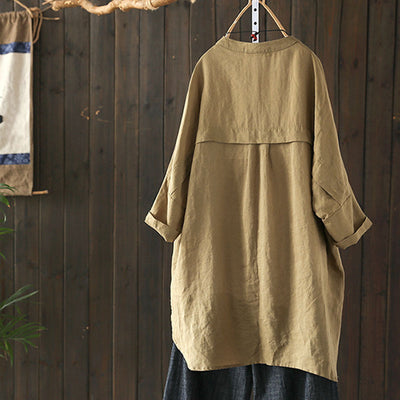 Blusa Retro de Algodón y Lino para Mujer - Camisa Casual de Manga Larga - Image 4