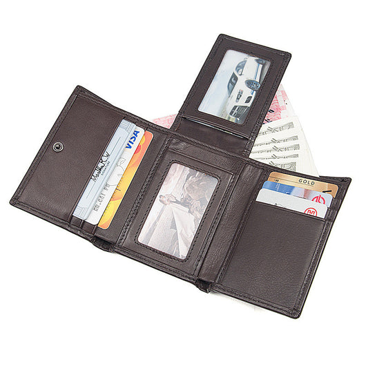Billetera de Cuero Genuino Texturizado 2 Pliegues Unisex - Image 5