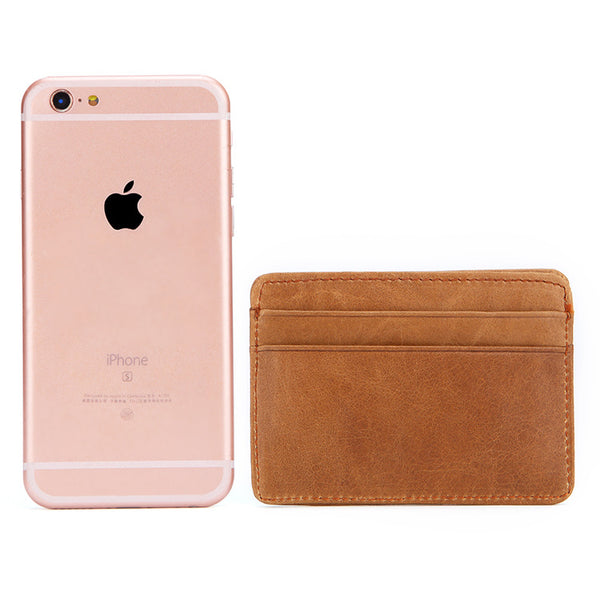 Billetera de Cuero Engrasado Vintage - Monedero Multitarjeta en Piel de Res