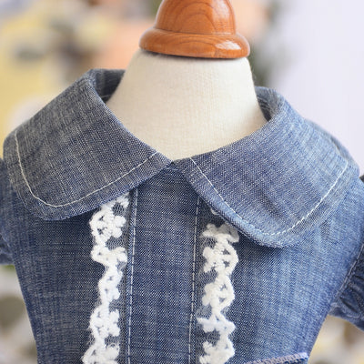 Vestido Denim Verano con Mangas Volantes para Niñas - Image 10