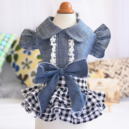 Vestido Denim Verano con Mangas Volantes para Niñas