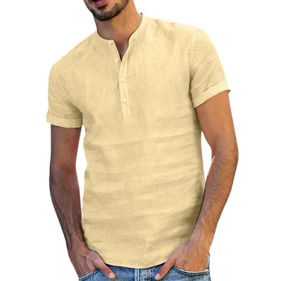 Camisa Suelta de Algodón y Lino para Hombre - Image 12