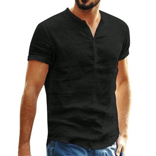 Camisa Suelta de Algodón y Lino para Hombre - Image 3