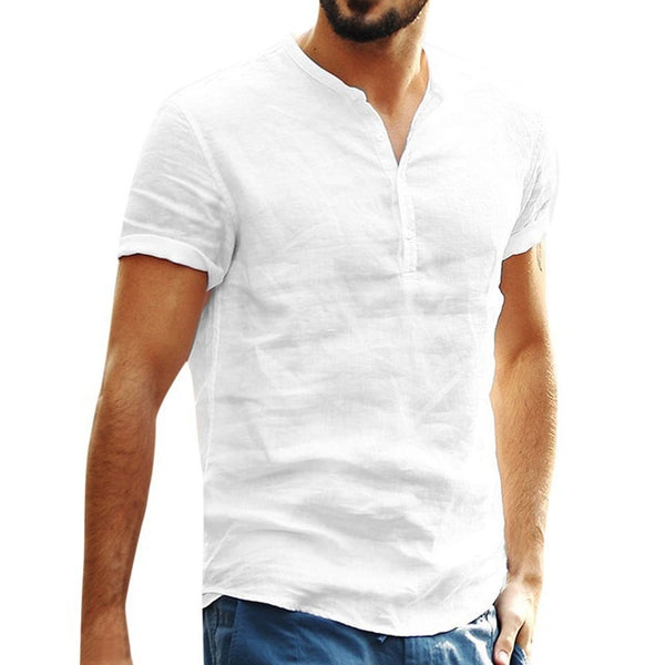 Camisa Suelta de Algodón y Lino para Hombre - Image 4