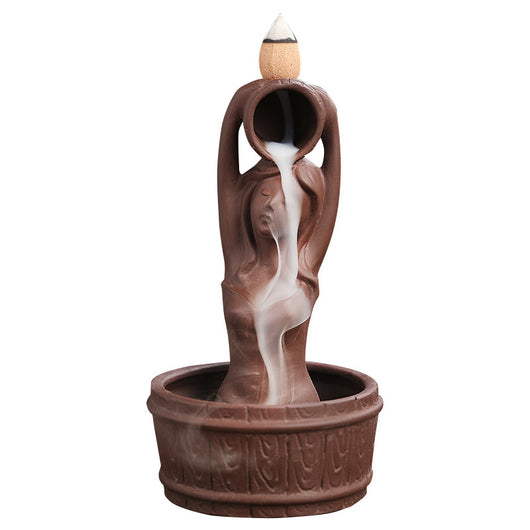 Quemador de Incienso Backflow Sirena de Arena Púrpura con Torre de Baño Decorativa - Image 8