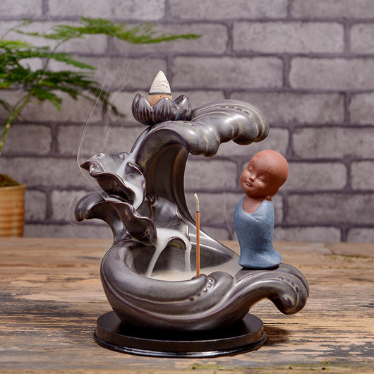 Quemador de Incienso Backflow de Cerámica Púrpura - Aromaterapeuta Decorativo - Image 6