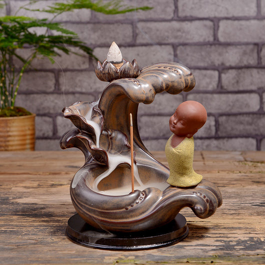 Quemador de Incienso Backflow de Cerámica Púrpura - Aromaterapeuta Decorativo