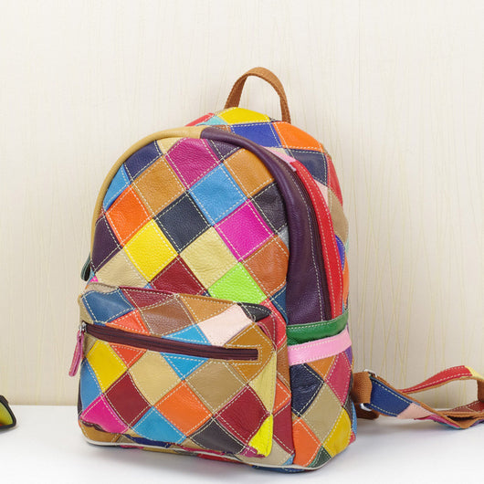 Mochila de Cuero Genuino Hecha a Mano con Contraste de Colores - Diseño Artesanal Premium - Image 9