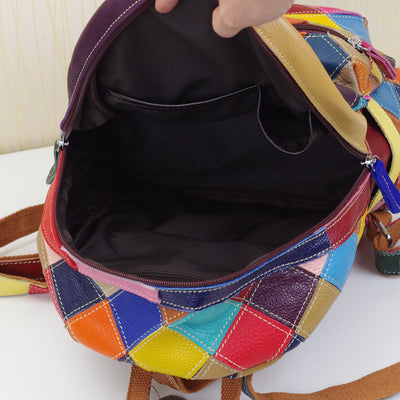 Mochila de Cuero Genuino Hecha a Mano con Contraste de Colores - Diseño Artesanal Premium - Image 10