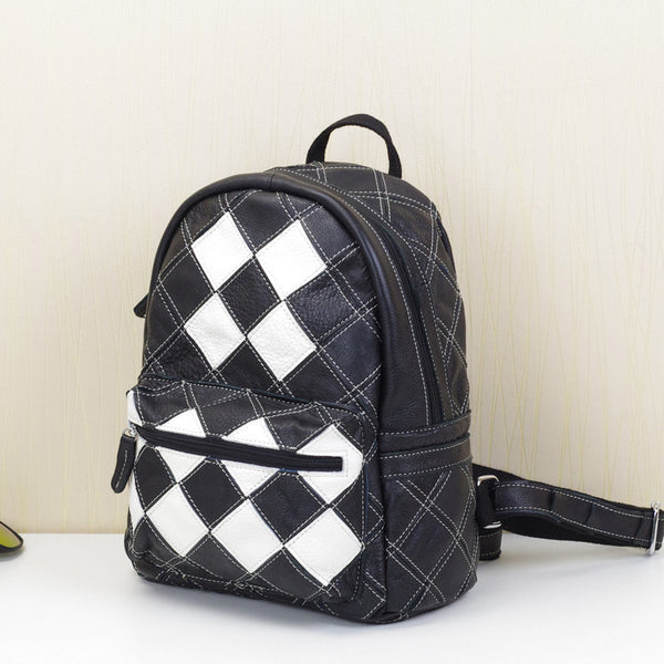 Mochila de Cuero Genuino Hecha a Mano con Contraste de Colores - Diseño Artesanal Premium