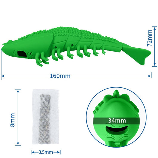 Juguete Dental de Silicona para Gatos - Forma de Camarón con Hierba Gatera - Image 6