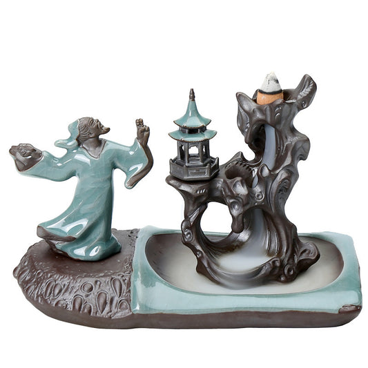 Quemador de Incienso Retroceso Cerámica Zen - Decoración Elegante para Mesa de Té