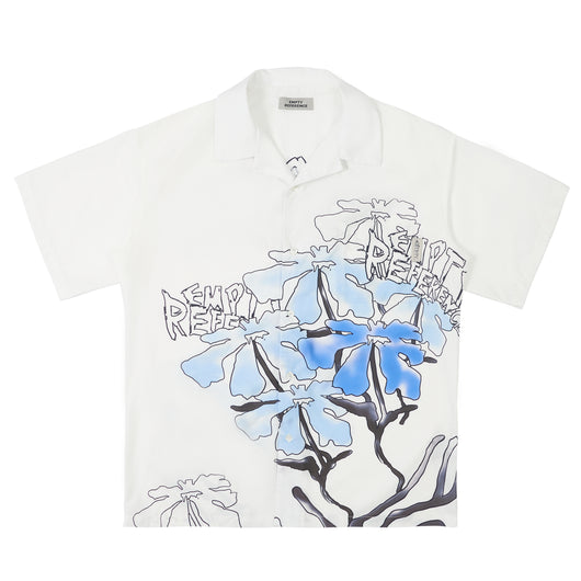 Playera Holgada Unisex Estampado Flores con Líneas - Diseño Trendy para Parejas - Image 11