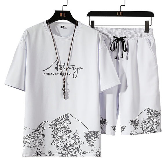 Conjunto de Shorts Sueltos de Manga Corta para Hombre - Marca de Moda