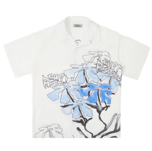 Playera Holgada Unisex Estampado Flores con Líneas - Diseño Trendy para Parejas - Image 2