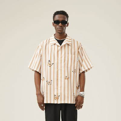 Camisa Estampado Mariposas a Rayas en Tonos Albaricoque - Image 11