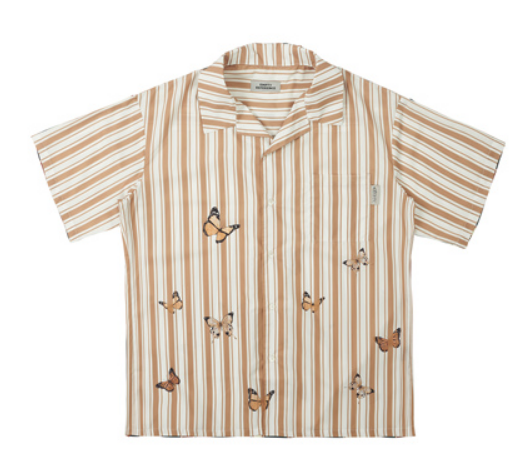 Camisa Estampado Mariposas a Rayas en Tonos Albaricoque