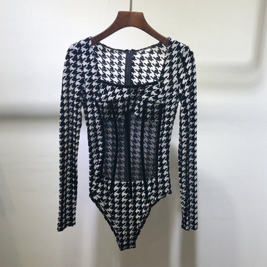 Bodysuit Transparente con Costuras Espina de Pez para Mujer - Image 3