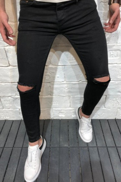 Pantalones Vaqueros Straight Leg con Rotos en las Rodillas para Hombre