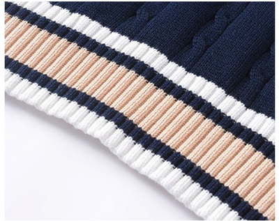 Chaleco de Punto Hombre Talla Grande Cuello V Rayas Estilo Universitario Oversized - Image 22
