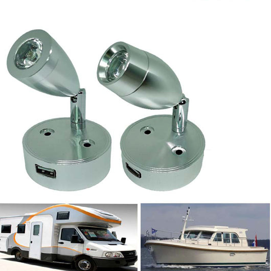 Luz de Lectura para Autocaravana con Control Táctil, Atenuador y Carga USB