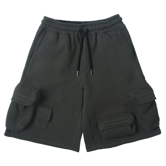 Pantalones Cortos Tejidos Multibolsillos de Color Sólido - Shorts Casuales Rectos para Hombre - Image 2