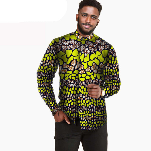 Camisa Hombre Algodón Batik Estampado Africano AFRIPRIDE S112001 - Image 15