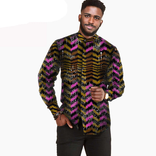 Camisa Hombre Algodón Batik Estampado Africano AFRIPRIDE S112001 - Image 13