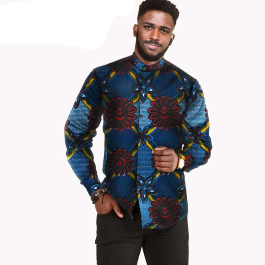 Camisa Hombre Algodón Batik Estampado Africano AFRIPRIDE S112001 - Image 17