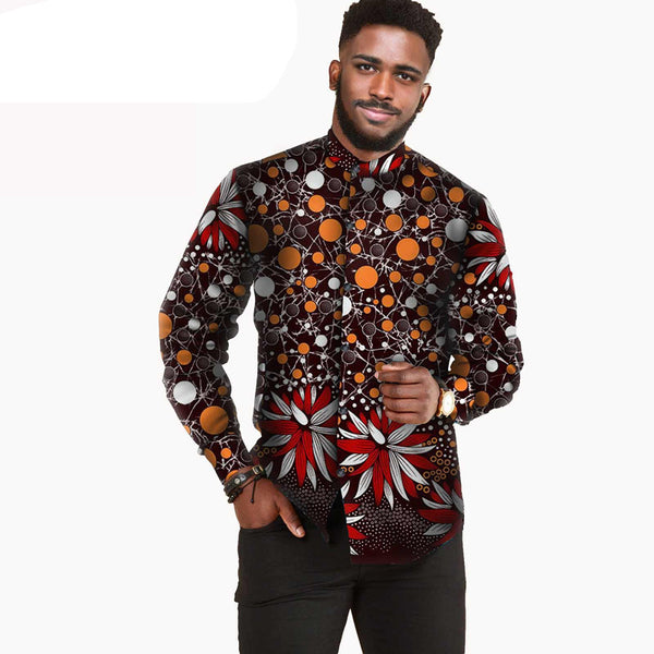 Camisa Hombre Algodón Batik Estampado Africano AFRIPRIDE S112001