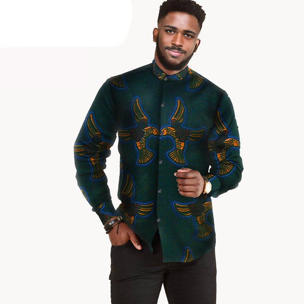 Camisa Hombre Algodón Batik Estampado Africano AFRIPRIDE S112001