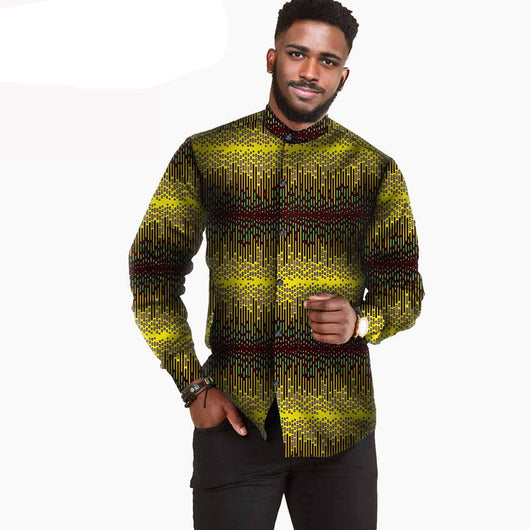 Camisa Hombre Algodón Batik Estampado Africano AFRIPRIDE S112001 - Image 7