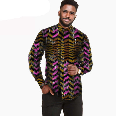 Camisa Hombre Algodón Batik Estampado Africano AFRIPRIDE S112001 - Image 6