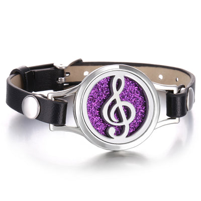 Pulsera Aromaterapia Acero Inoxidable Doble Capa con Correa de Cuero - Image 35