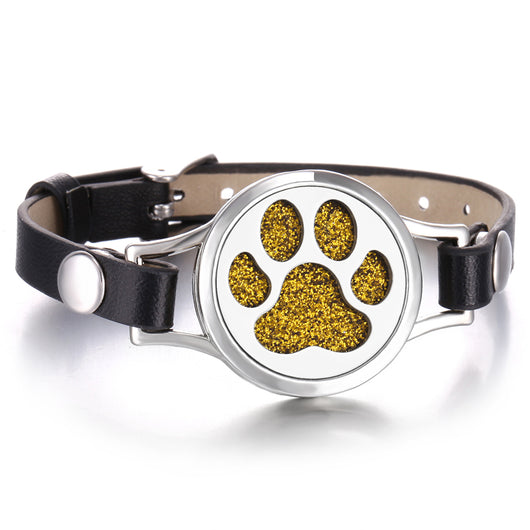 Pulsera Aromaterapia Acero Inoxidable Doble Capa con Correa de Cuero - Image 37