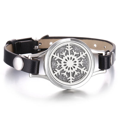 Pulsera Aromaterapia Acero Inoxidable Doble Capa con Correa de Cuero - Image 50