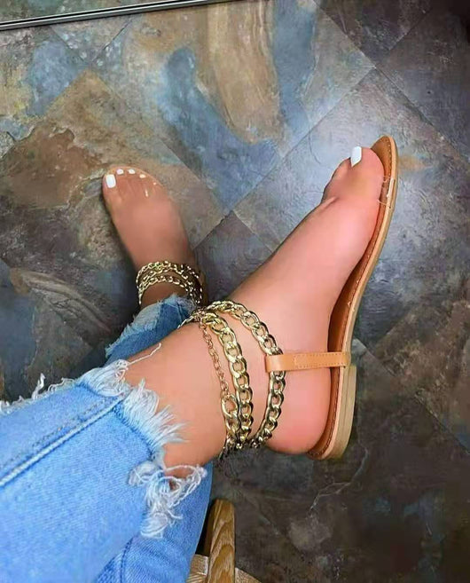 Sandalias Grandes para Mujer con Cadena Metálica Transparente - Estilo Europeo Playa - Image 4