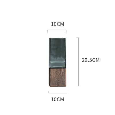 Jarrón de Cristal Transparente con Base de Madera - Arreglo Floral Moderno - Image 9