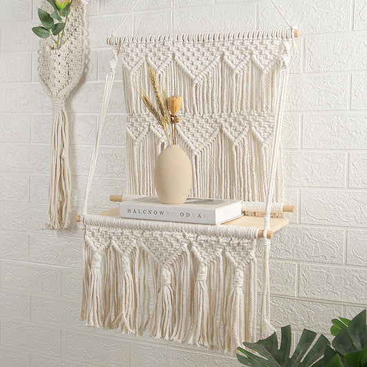 Estantería Tejida a Mano con Almacenamiento y Decoración para Pared