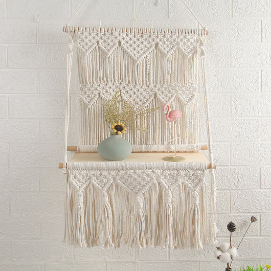 Estantería Tejida a Mano con Almacenamiento y Decoración para Pared - Image 2