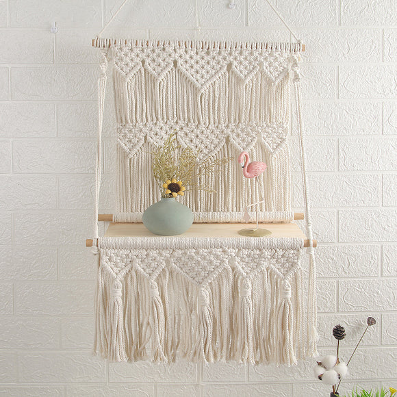 Estantería Tejida a Mano con Almacenamiento y Decoración para Pared