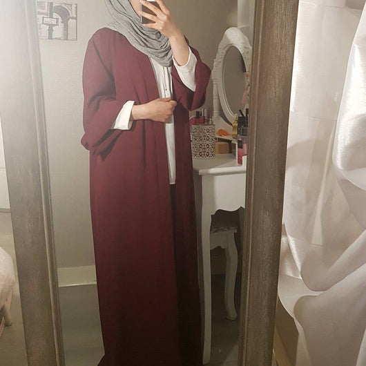 Cardigan de Color Liso Talla XL - Bata Elegante Estilo Dubái - Image 9