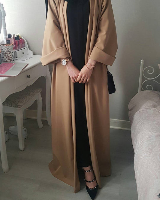 Cardigan de Color Liso Talla XL - Bata Elegante Estilo Dubái