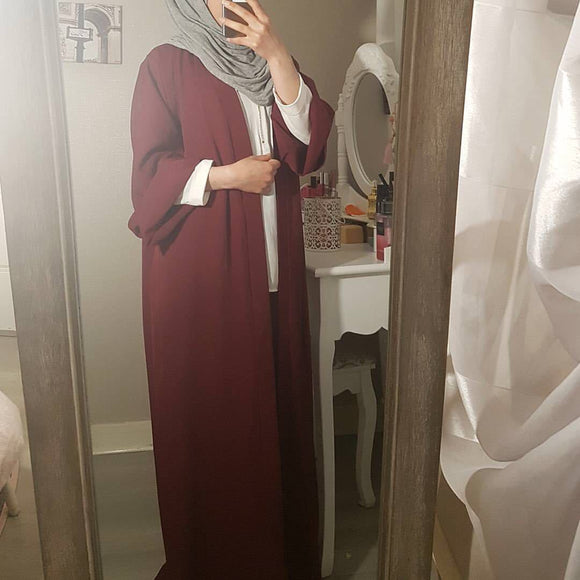 Cardigan de Color Liso Talla XL - Bata Elegante Estilo Dubái