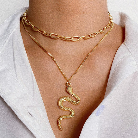 Collar Doble Cadena Serpiente en Aleación - Diseño Minimalista - Image 10