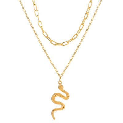 Collar Doble Cadena Serpiente en Aleación - Diseño Minimalista - Image 9