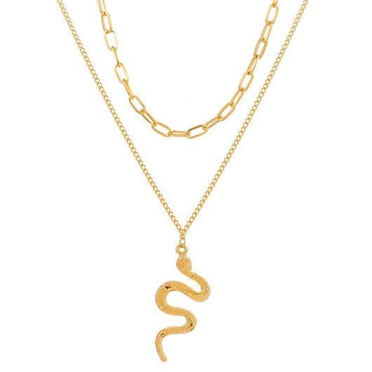 Collar Doble Cadena Serpiente en Aleación - Diseño Minimalista - Image 9