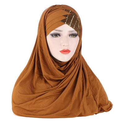 Pañuelo Brillo para Mujer - Turbante Hijab Jersey Liso - Image 8