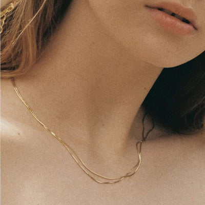 Collar Dorado Cadena Fina Apilable Corto Escote - Image 8
